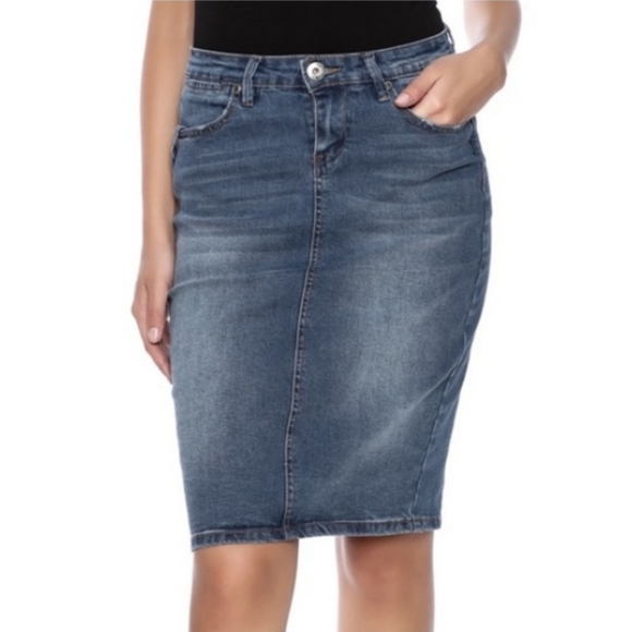 Chiqle demin architect Jean A-Line skirt w… - Picture 1 of 6